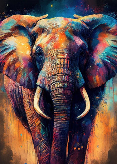 Vibrant Abstract Elephant Canvas Wall Art - InspiredGrabs.com